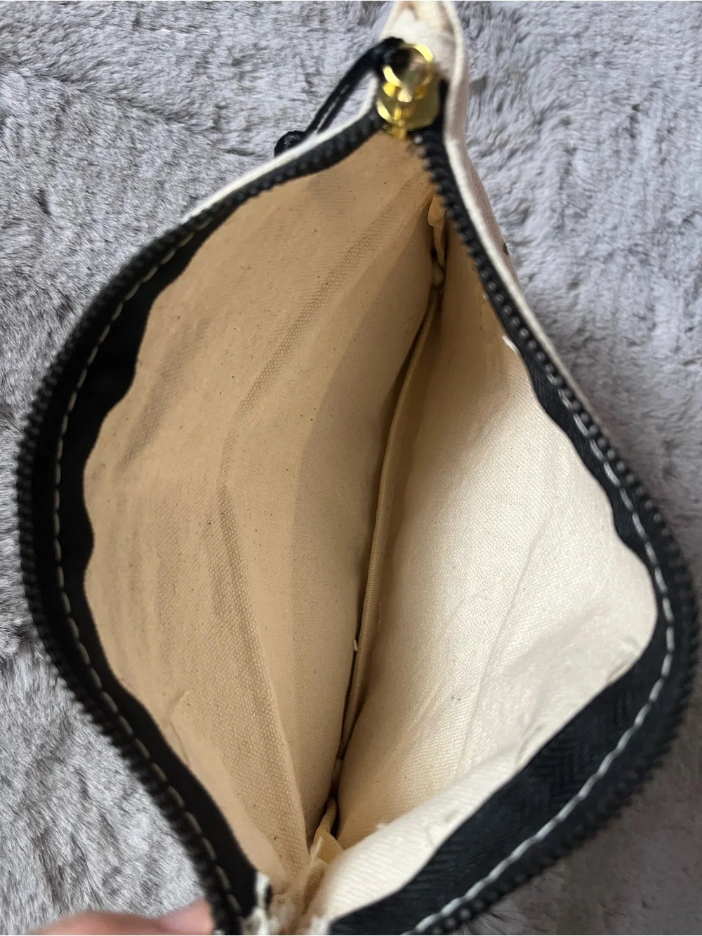 Poo-Pourri Canvas Cosmetic Pouch in Gold and Cream